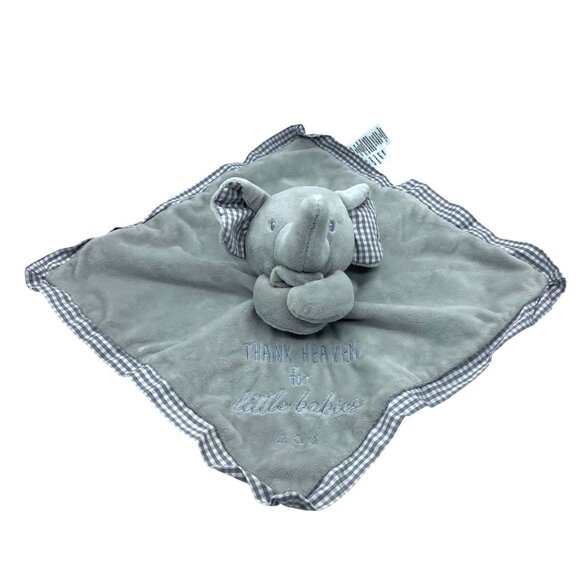Elephant Baby Security Blanket Lovey 13” Baby Essentials Thank Heaven Gingham - Picture 1 of 6